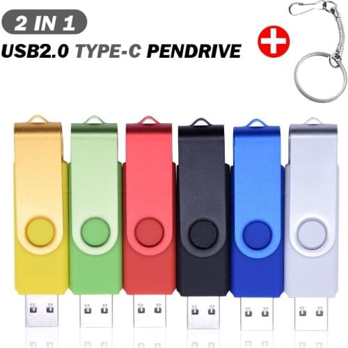 New USB 2.0 type-c USB Flash Drive OTG Pen Drive 128GB 64GB 32GB 16GB USB Stick 2 in 1 High Speed Pendrive u disk Customize logo