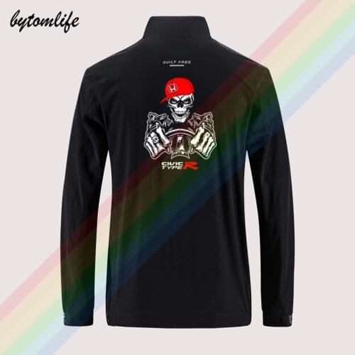 Honda Civic Type R Skull_FK8_FK2_FD2 Slim Sport Jacket Mens Street Windbreaker Jacket Casual Back Printing Jacket Asian Size
