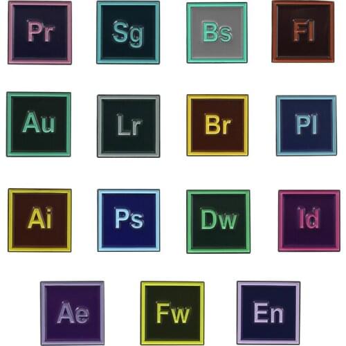 Office software icon Enamel Pin Software abbreviation Lapel Pin PS drawing design software Brooch mouse WASD badge jewelry