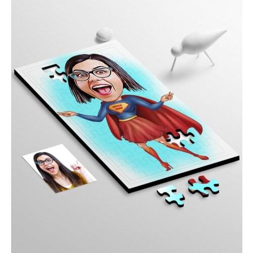 Personalized Super Mom Cartoon Wooden Puzzle with 48-1 Reliable Gift Special Design Good Quality Surprise Play Dear