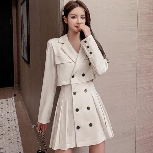 Blazer Dress Women Mini Party Office Lady Elegant Dress Female One-piece Dress Korean Buttons Long Sleeve Clothes Spring Autumn