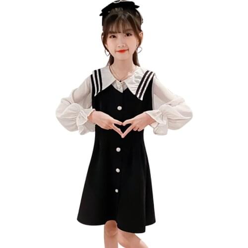 Teenage Girls Dress Patchwork Dress Girls Casual Style Children Dress Spring Autumn School Costume Girl 6 8 10 12 14