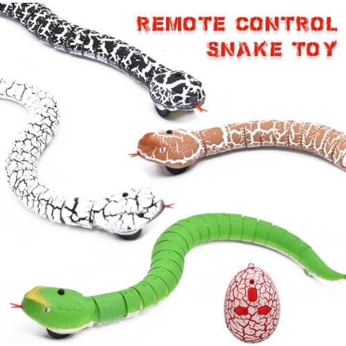 16 inch Realistic Rechargeable Remote Control RC Snake Toy with Egg-Shaped Infrared Controller HalloweenTerrifying Mischief Toys