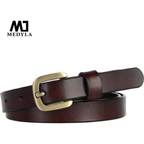 MEDYLA Designer Belts Women Strap High Quality Genuine Leather Famous Brand ladies' Belt For Jeans Skirt Girls coffee Pin Buckl
