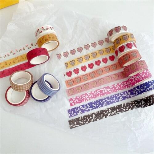 Sandro Milk pattern checkered fabric love tulip notebook material tape stationery office supplies