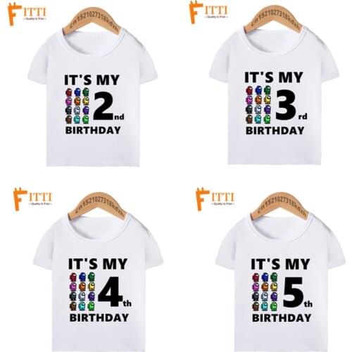 Boy Gir Cartoon Cartoon-AmongUs Funny Birthday T Shirts Children Its My 1th-10th Clothes Kids Summer T-shirt,Drop Ship