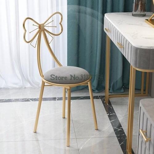 Makeup chair bedroom ins wind photo chair girl butterfly chair stool backrest dresser nail princess net red