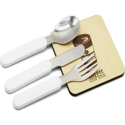 Sublimation Children Cutlery Set White Blank DIY Fork Knife Spoon Stainless Steel Adults Cutlery Portable Kids Tableware
