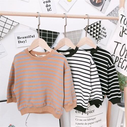 Girls Hoodies Spring Autumn Casual Stripes Sweatshirts For Boys Cotton High Quality Kids Clothes Toddler Baby Pullover 2-6 Y