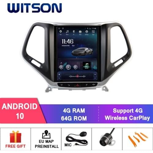 WITSON Android 10.0 TESLA STYLE For JEEP CHEROKEE 2016-2019 4GB 64GB Car Radio Multimedia Video Player Navigation GPS Android
