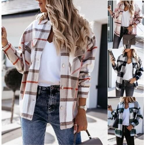 2021 New Women Fashion Plaid Shirts Office Lady Spring Fall Casual Long Sleeve Top Girls Fashion Streetwear