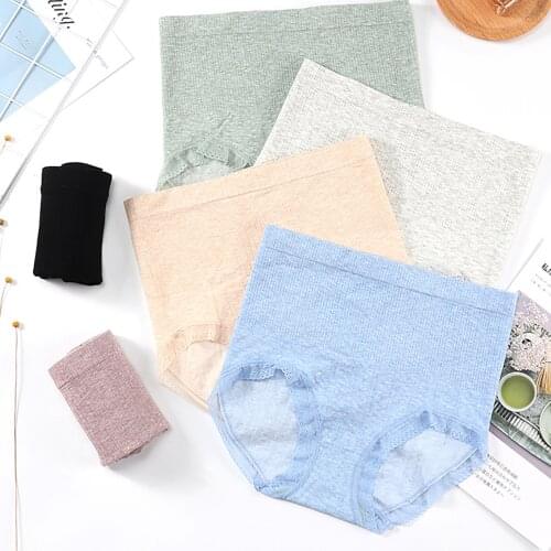 Women Panties Lady Cotton Underwear Girls Breathable Seamless High Waist Briefs Cute Sexy Lingerie Intimates Menstrual Panties