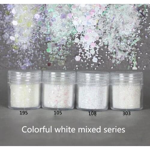 1Jar Nail Glitter Multicoloured Transparent White Mix Hexagon Sequins Untrafine Powder Charm Polish Flakes Decor Manicure