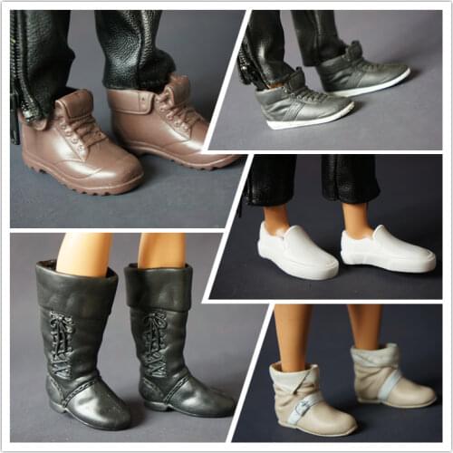 1 Pair Fashion Prince Casual Mixed Styles Shoes for Barbie Friend ken Doll Clothes Suit Accessories Kids Toy