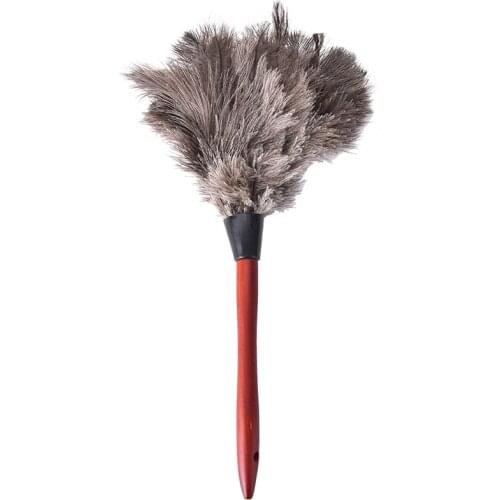 1Pcs Natural Fall Ostrich Fur Feather Anti Static Duster Brush Wood Handle Household Cleaning Car Fan Furniture Dust Cleaner