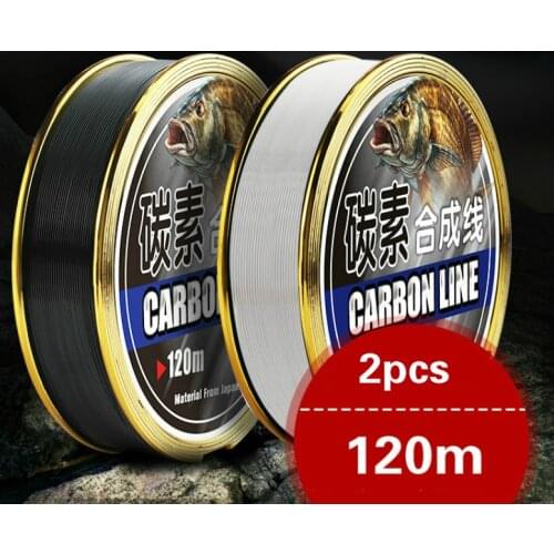 2pcs 120m Full Sink Fluorocarbon Nylon Fishing Line Monofilament Super Strong Carp Pesca Wire Front Leader Carbon Fiber