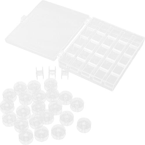 25pcs Clear Plastic Sewing Machine Spools Bobbins W/ Box for , Janome