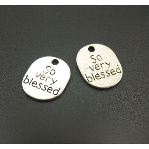 8pcs Wholesale Silver Color So Very Blessed Charm Jewelry Making DIY Handmade Craft 22x19mm A1057