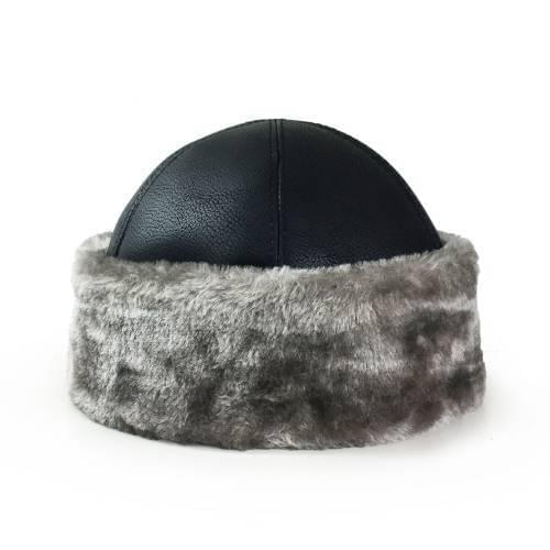 Shark Anatole Leather Börk Hat Grizzly Fur black grii male Womens cold weather winter hat beanie