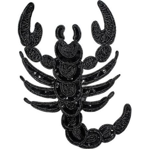 Sequins Patch Scorpion Embroidery Patches For Clothing Black Sequined Large Biker Badge Strange things Stickers Diy Clothes Gift