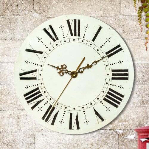 With Roman Numerals Vintage Home Decor Retro Rustic Round Wall Clock Antique Farmhouse Quartz Clock Whisper Quiet Timepieces