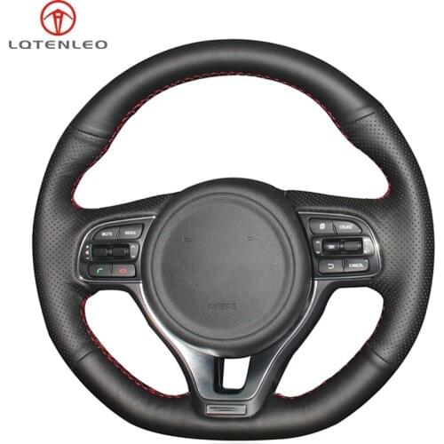 LQTENLEO Black Artificial Leather Steering Wheel Cover For Kia K5 Optima 2015-2018 (sport) KX5 2015-2019 Sportage 4 2015-2019