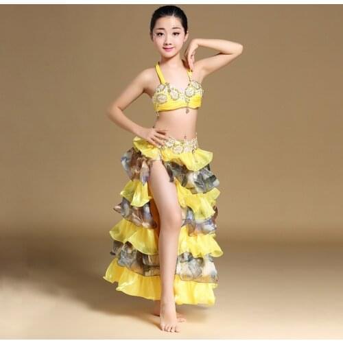 Kids Children Belly Dance Costume Set New 2017 Girls Stage Performance Belly Dancing Clothes Oriental Skirts Outfit