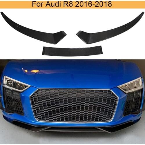For Audi R8 Front Bumper Lip Splitters For Audi R8 Coupe Convertible 2016 2017 2018 Car Front Lip Spoiler Splitters Carbon Fiber