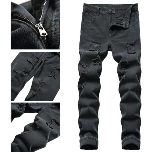 Denim jeans Mens Trend Brand Pants Mens Casual Pants Korean Trend fashion Black Jeans