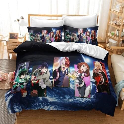 Hot Sale My Hero Academia 3d Printed Bedding Set Cartoon All Might Midoriya Izuku Duvet Cover Set Pillowcase Queen King Size