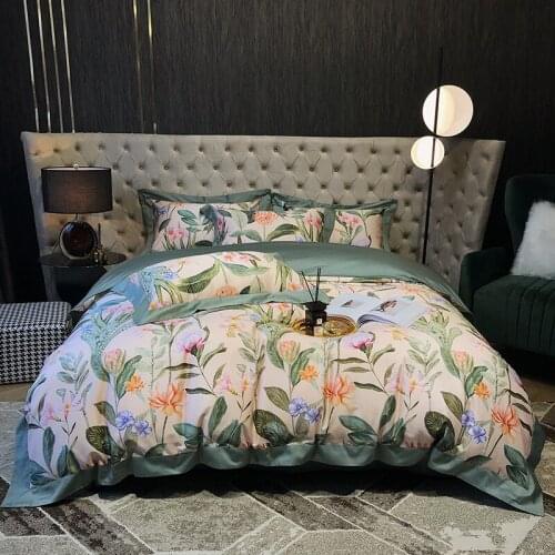 3D Print Floral Pattern Bedding Set 600TC AU Cotton Silky Soft King Size Bed Sheet Pillowcases Duvet Cover Set 4pcs for Home