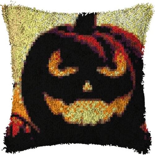Latch Hook Rug Kits Cushion Carpet Cover Floor Mat Halloween Sewing Needlework for Adults Kids Gift