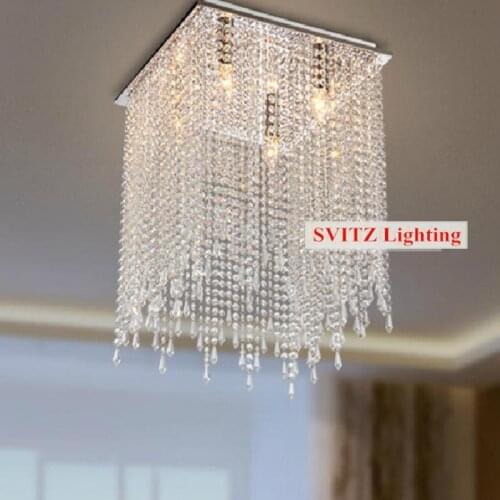 Kitchen 16" square crystal lamp led ceiling light dining room long home lighting Luces Led Para Casas large porch lamp e14 Bar