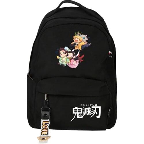 Demon Slayer Kawaii School Bags Pink Women Backpack Anime Gilrs Bookbag Nylon Small Travel Bagpack Cartoon Shoulder Bags
