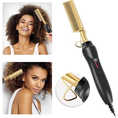 Multifunctional Electric Hair Comb Hair Straightener Hair Curler Comb Straightening Brush Hot Heating Comb Hair Straight Styler