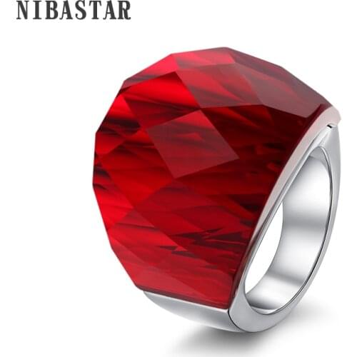 Fashion Women Luxury Brand Crystal Jewelry Ring 316L Stainless Steel White and Black Transparent Cut Crystal Ring