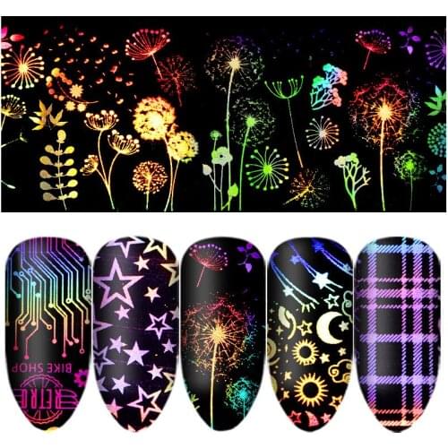 10pcs/box Nail Art Star Sticker New Laser Flame European and American Popular Firework Pattern Nail Sticker Female Nail Sticker