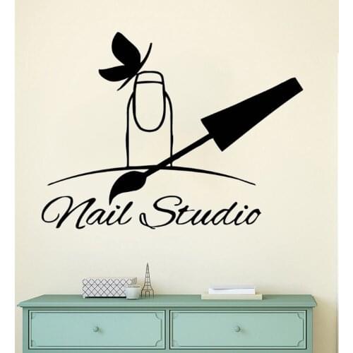 Wall Window Vinyl Decal Nail Salon Logo Wall Sticker Nail Art Polish Manicure Wall Mural Nail Studio Decor Window Sticker AY1133