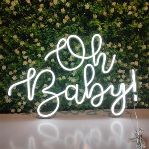 Oh Baby Sign Name Custom Neon Light Baby Shower First 1st Birthday Party Decoration For Girl Boy Gift Home Wall Wedding Led Lamp
