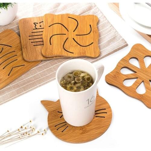 Aprince Cutout Wooden Coaster Cartoon Modeling Non-Slip Pot Pad Bowl Mat Kitchen Thick Anti-Scald Thermal Insulation Place Mat