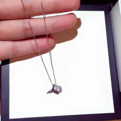 New 925 Sterling Silver Mermaid Pendant Necklace White Crystal Chokers Necklaces For Women Fashion Wedding Party Jewelry 2020