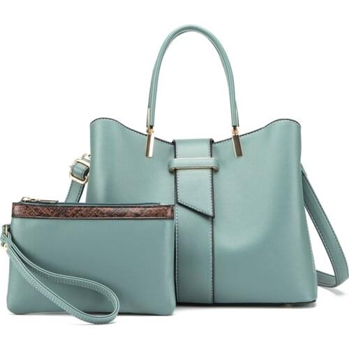 New Arrive Fashion Women Handbag Solid Color Belt Buckle Zipper Closure Handbag ( Bag Set )