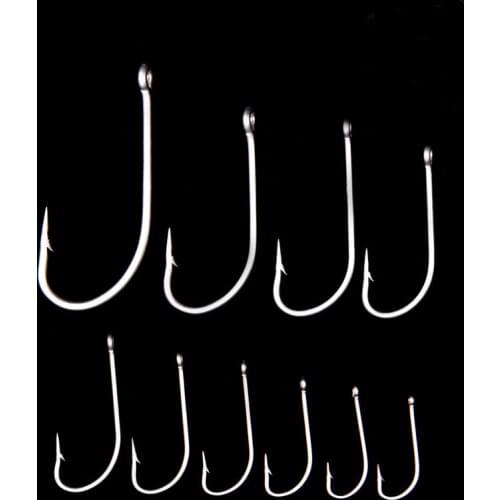 10PCS Sharp Stainless Steel Fish Hook Saltwater Rigging Pike / Crazy Charlie Fly Tying Hooks size 1 2 3 4 5 6 7 8 9 10