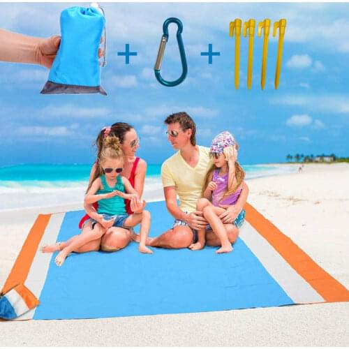 Large Beach Blanket, Portable Compact Lightweight Sandless Beach Mat,Waterproof Soft Fast Drying Ripstop Nylon Sand Blanket
