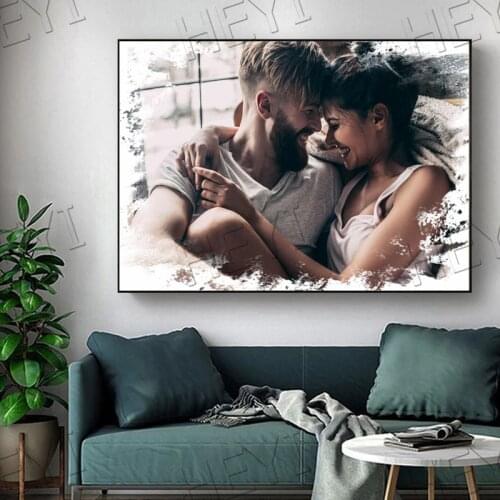 Custom Watercolor Art Portrait Canvas Painting Posters and Prints Cuadros Wall Art for Living Room Home Decor Personalized Gift