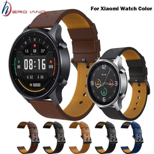 22mm Watch Leather Strap for Xiaomi Mi Watch Color ремешок Retro Genuine Leather Band Bracelet for Xiaomi Color Watch Straps