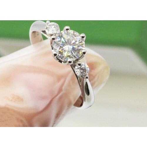 Romantic 14K White Gold Ring D color excellent cut Moissanite Ring high quality Wedding Anniversary moissanite jewelry