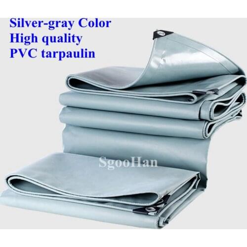 Silver-gray PVC Coated Banner Tarpaulin Flame Retardant Cloth Rainproof Cloth Outdoor Awning Waterproof Oilcloth Shading Sail