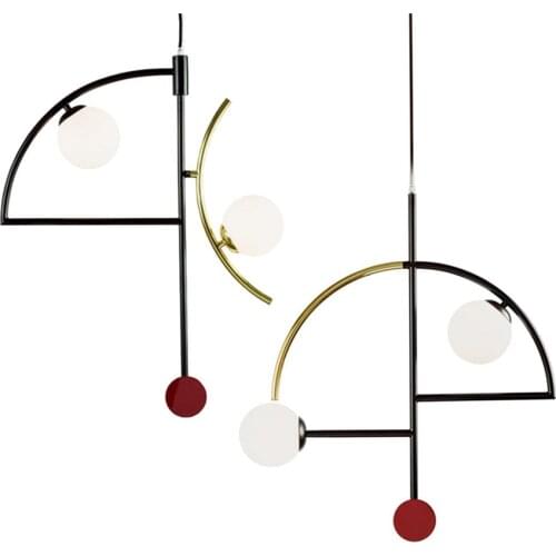 Nordic Fashion personality line art pendant lights Model room bar counter living room restaurant hanging lamp fixture led luster