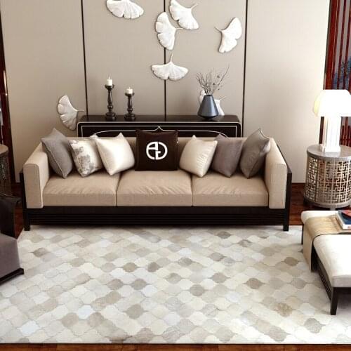 Modern minimalist ins Scandinavian living room coffee table patchwork cowhide leather rugs fashion carpet